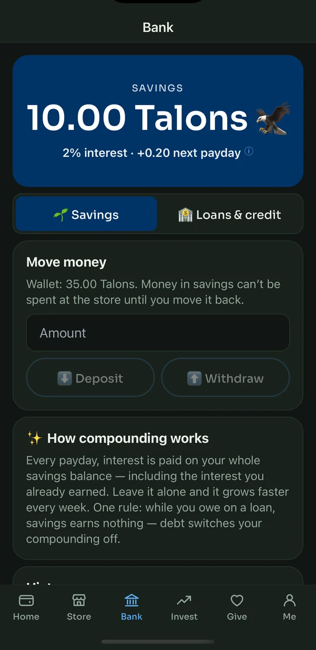 Savings with compound interest